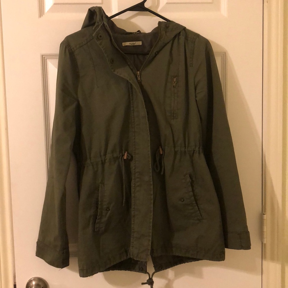 Army green rain coat